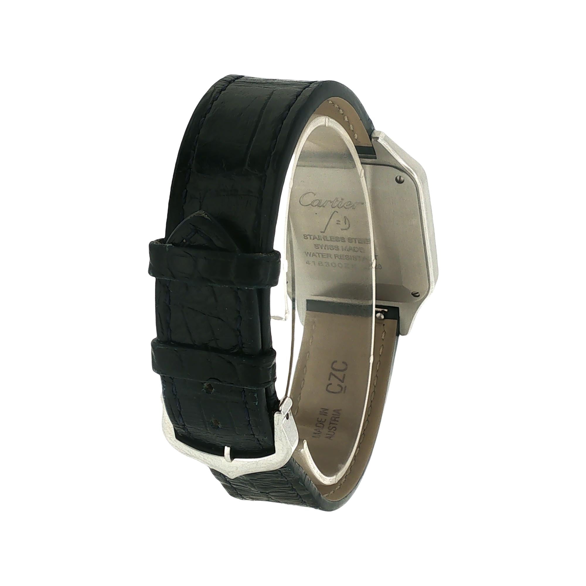 Cartier Santos Dumont Stainless Steel Quartz Watch Large Model With Papers