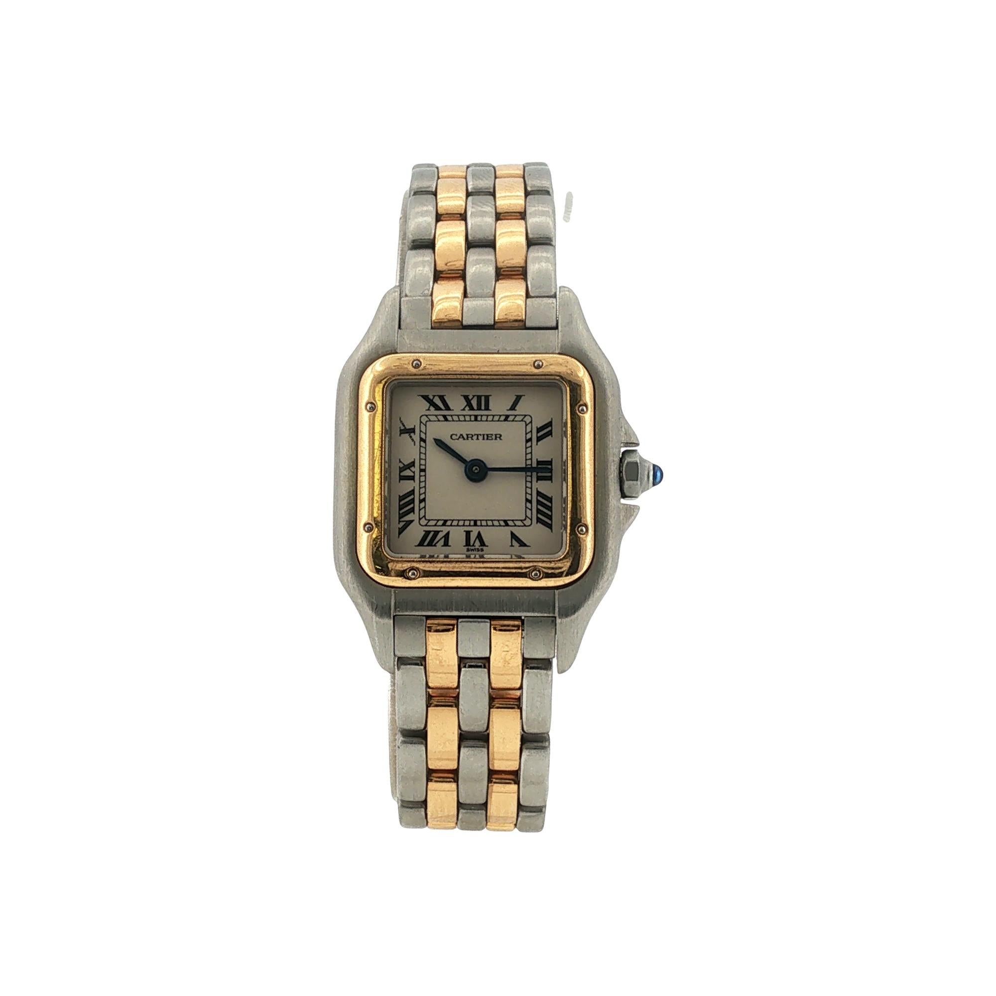 Cartier Panthère Two Row 18KYG/Stainless Steel Quartz 22mm Watch With Box