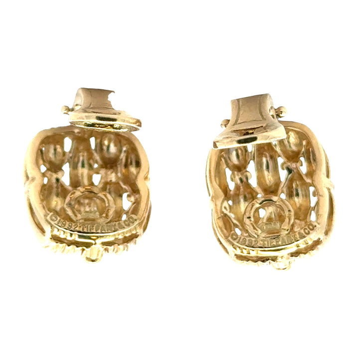 Tiffany & Co Basket Weave 18 Karat Yellow Gold Ear Clip Earrings Circa 1992