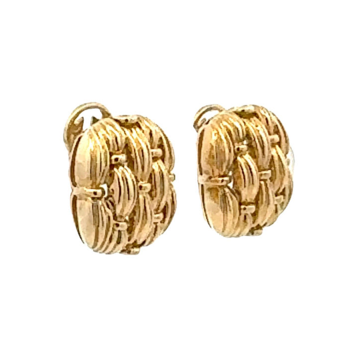 Tiffany & Co Basket Weave 18 Karat Yellow Gold Ear Clip Earrings Circa 1992