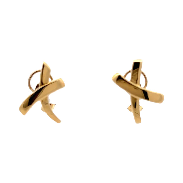 Tiffany & Company Paloma Picasso 'X' 18 Karat Yellow Gold Earrings Large Size
