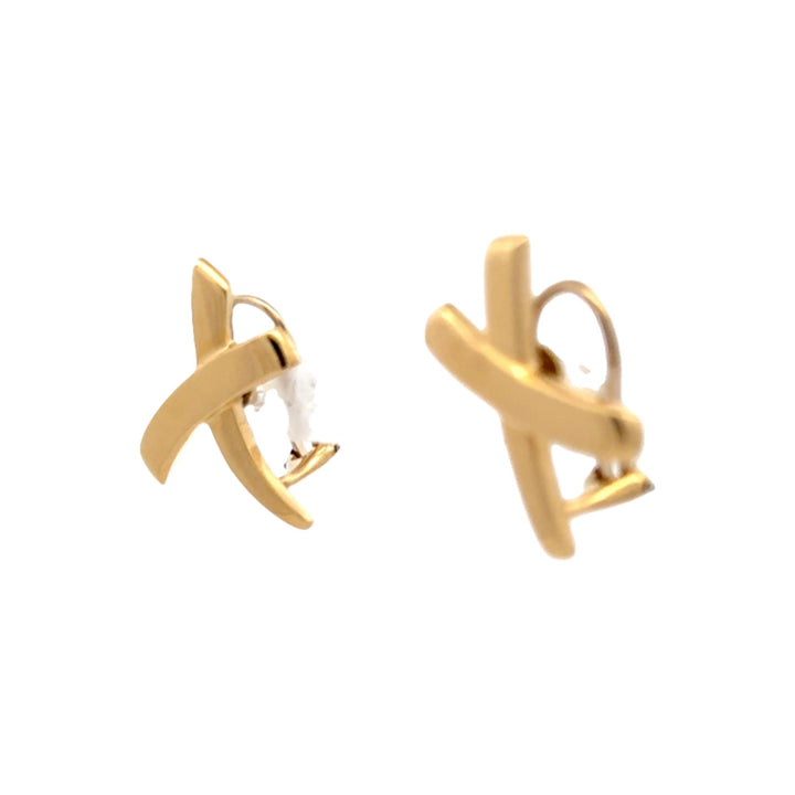 Tiffany & Company Paloma Picasso 'X' 18 Karat Yellow Gold Earrings Large Size
