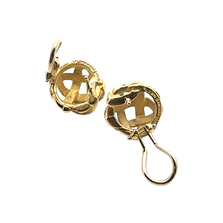 Tiffany & Company Angela Cumming Round Basket 18KYG Vintage Earrings Circa 1985