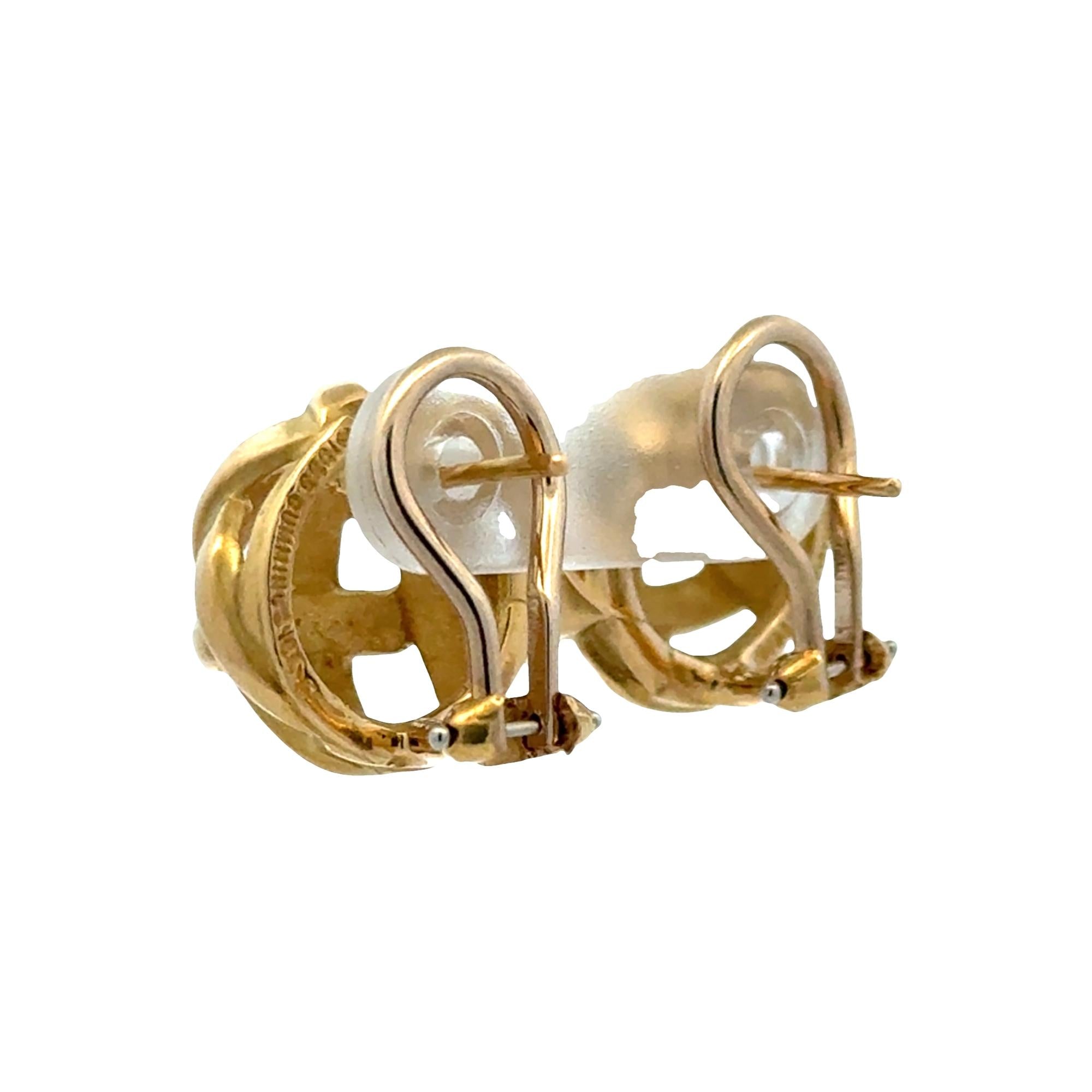 Tiffany & Company Angela Cumming Round Basket 18KYG Vintage Earrings Circa 1985