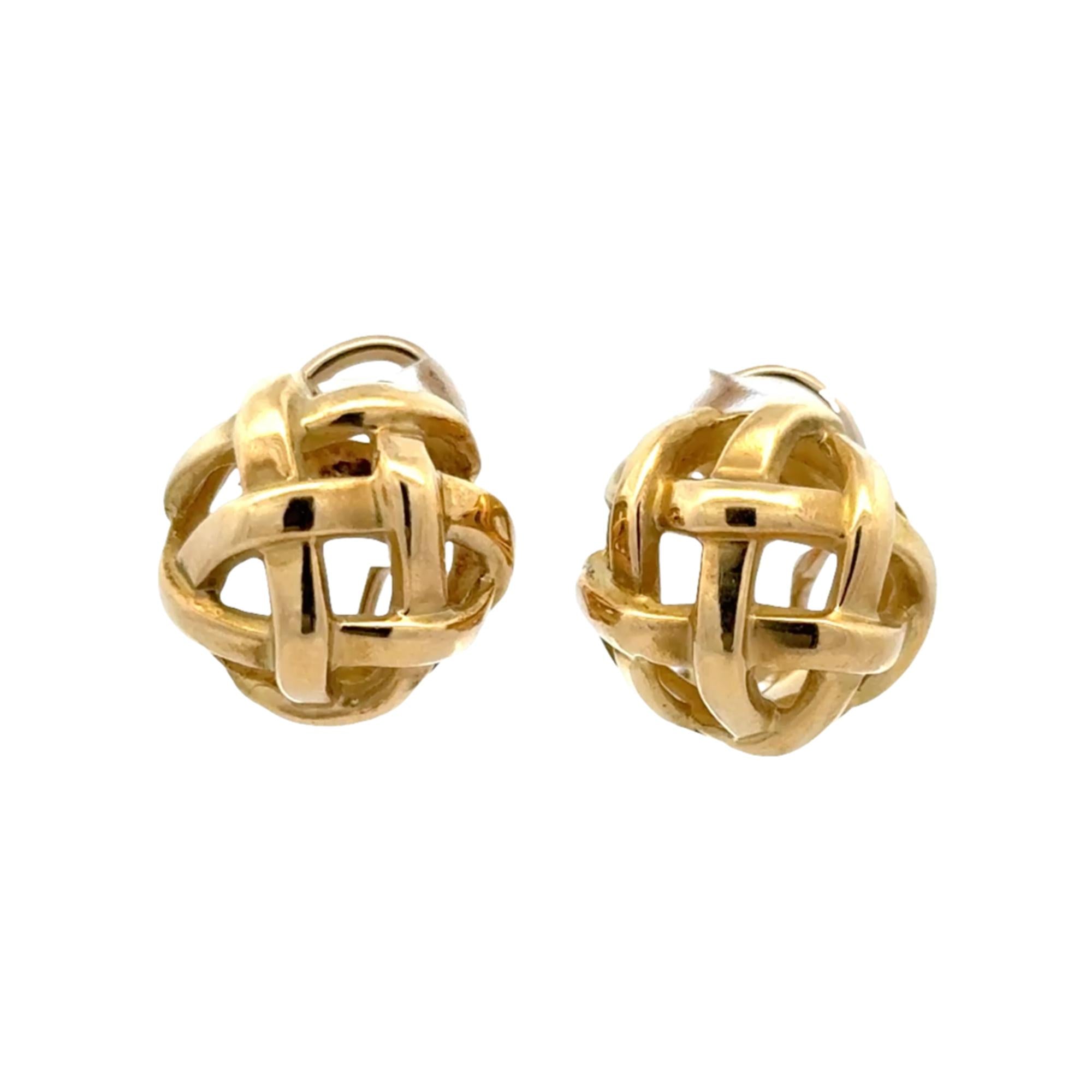 Tiffany & Company Angela Cumming Round Basket 18KYG Vintage Earrings Circa 1985