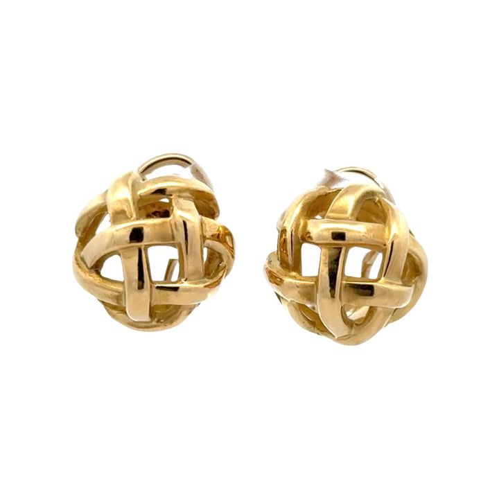 Tiffany & Company Angela Cumming Round Basket 18KYG Vintage Earrings Circa 1985