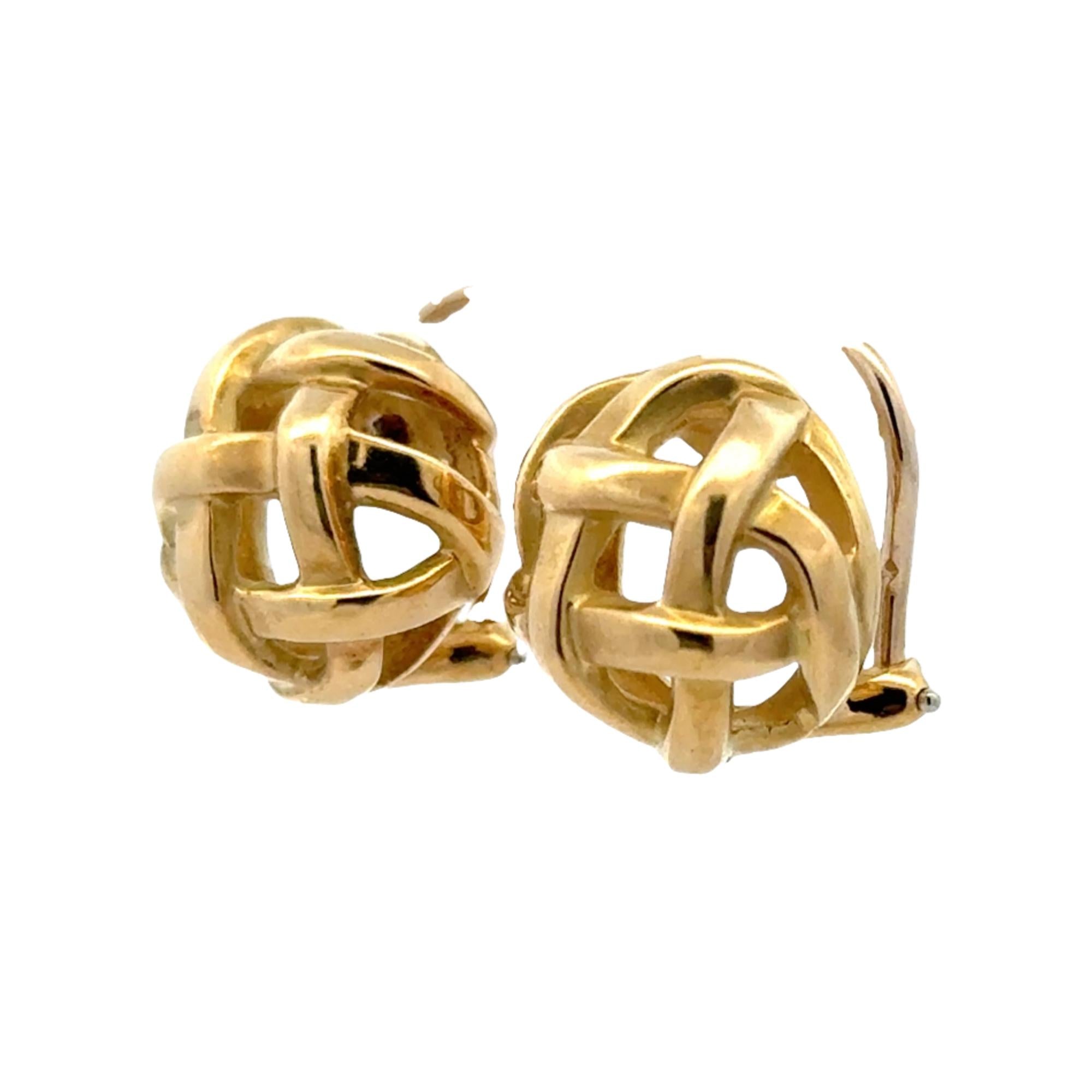 Tiffany & Company Angela Cumming Round Basket 18KYG Vintage Earrings Circa 1985
