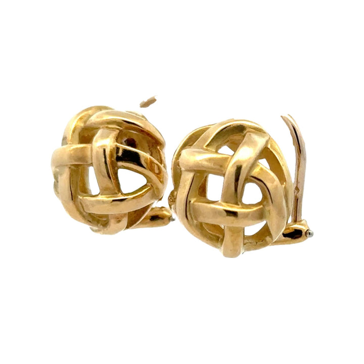 Tiffany & Company Angela Cumming Round Basket 18KYG Vintage Earrings Circa 1985
