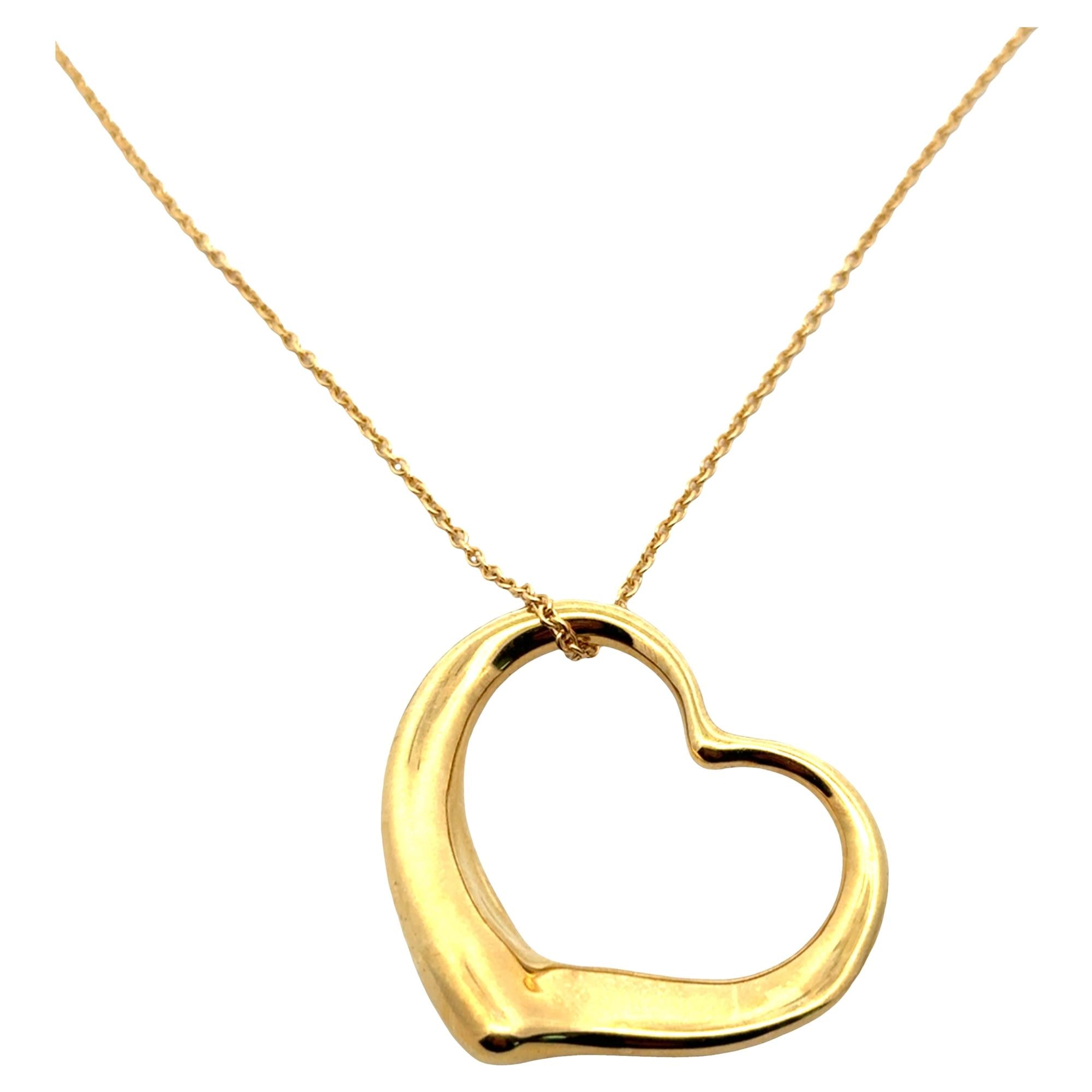Tiffany & Company Elsa Peretti Large Floating Heart 18KYG Pendant Necklace