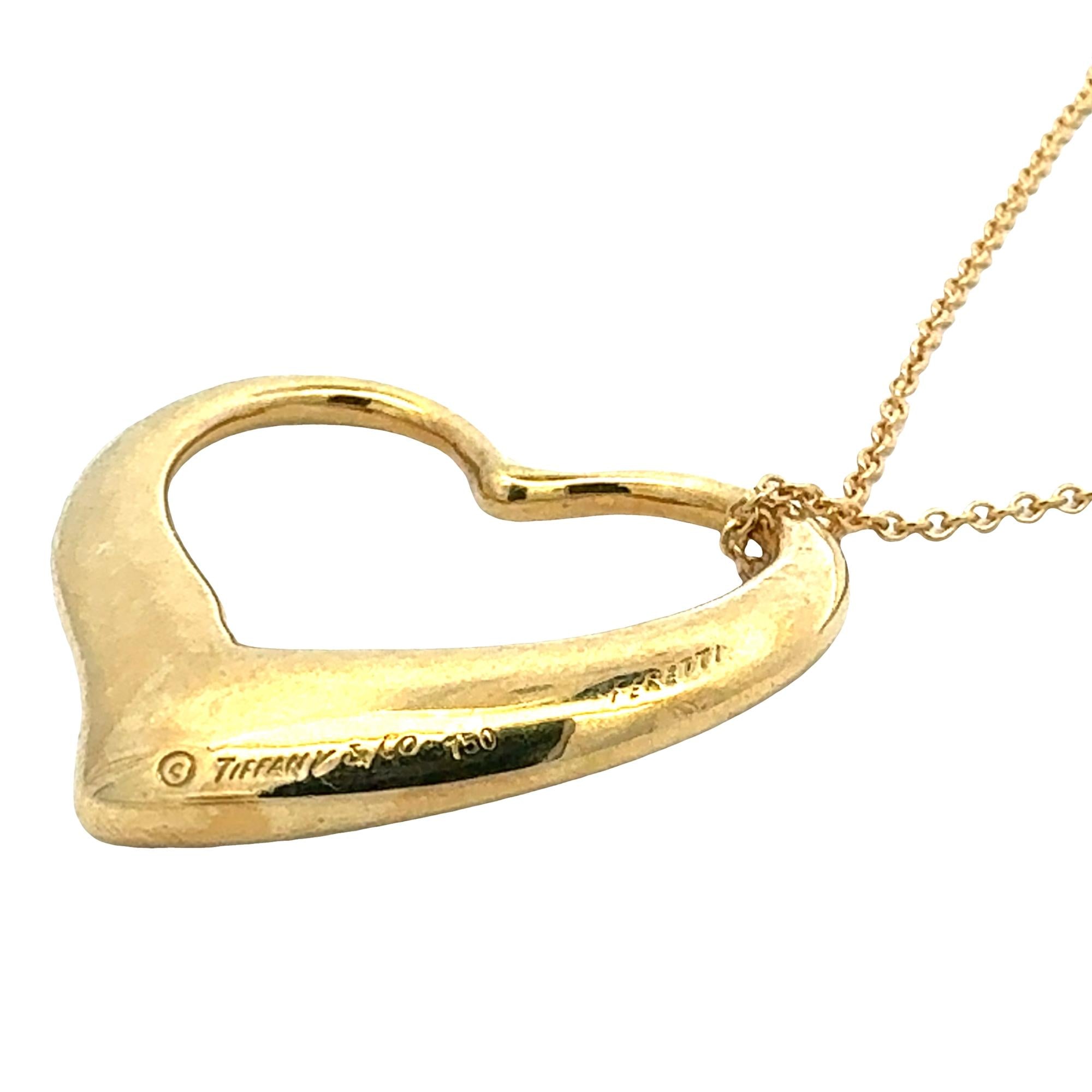 Tiffany & Company Elsa Peretti Large Floating Heart 18KYG Pendant Necklace