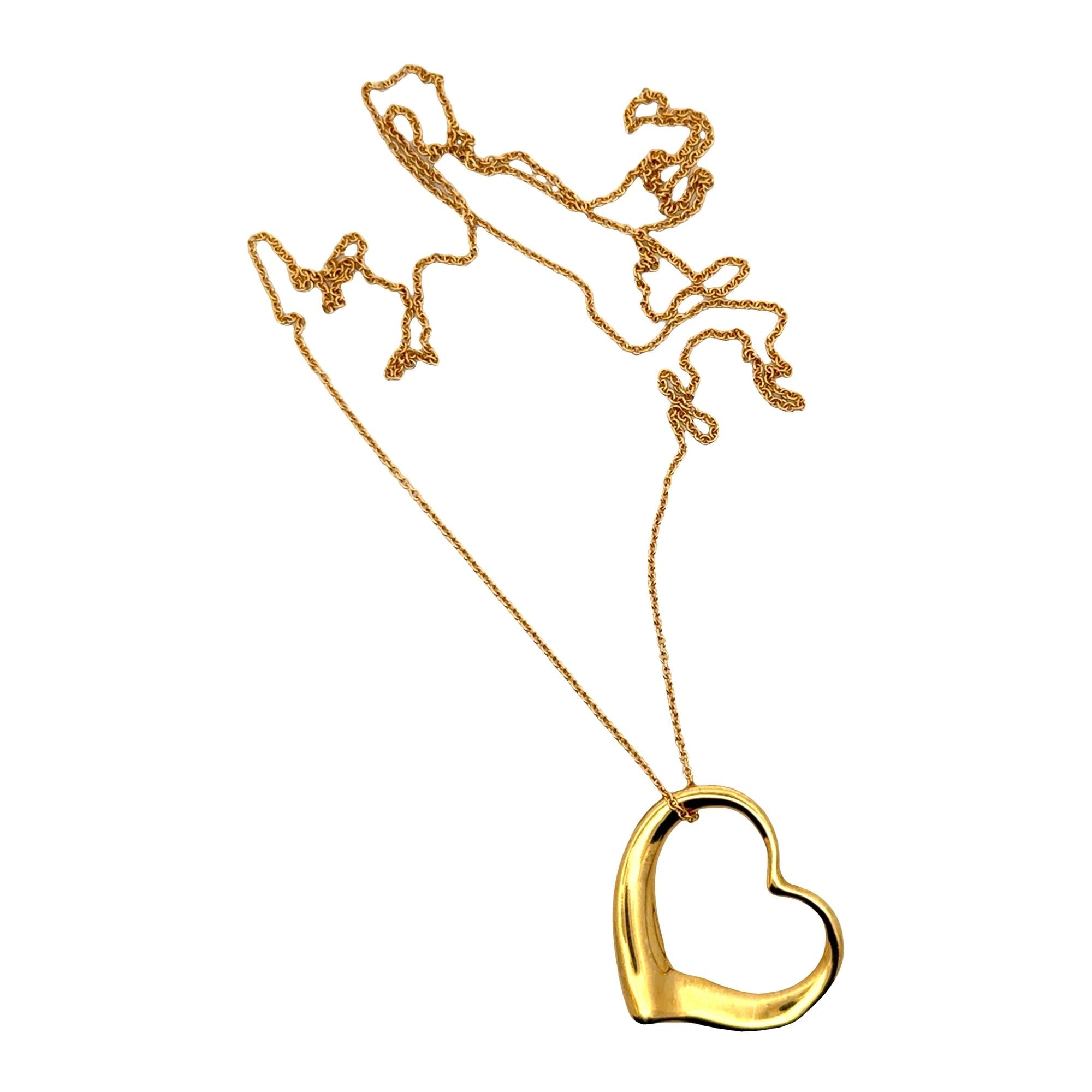 Tiffany & Company Elsa Peretti Large Floating Heart 18KYG Pendant Necklace