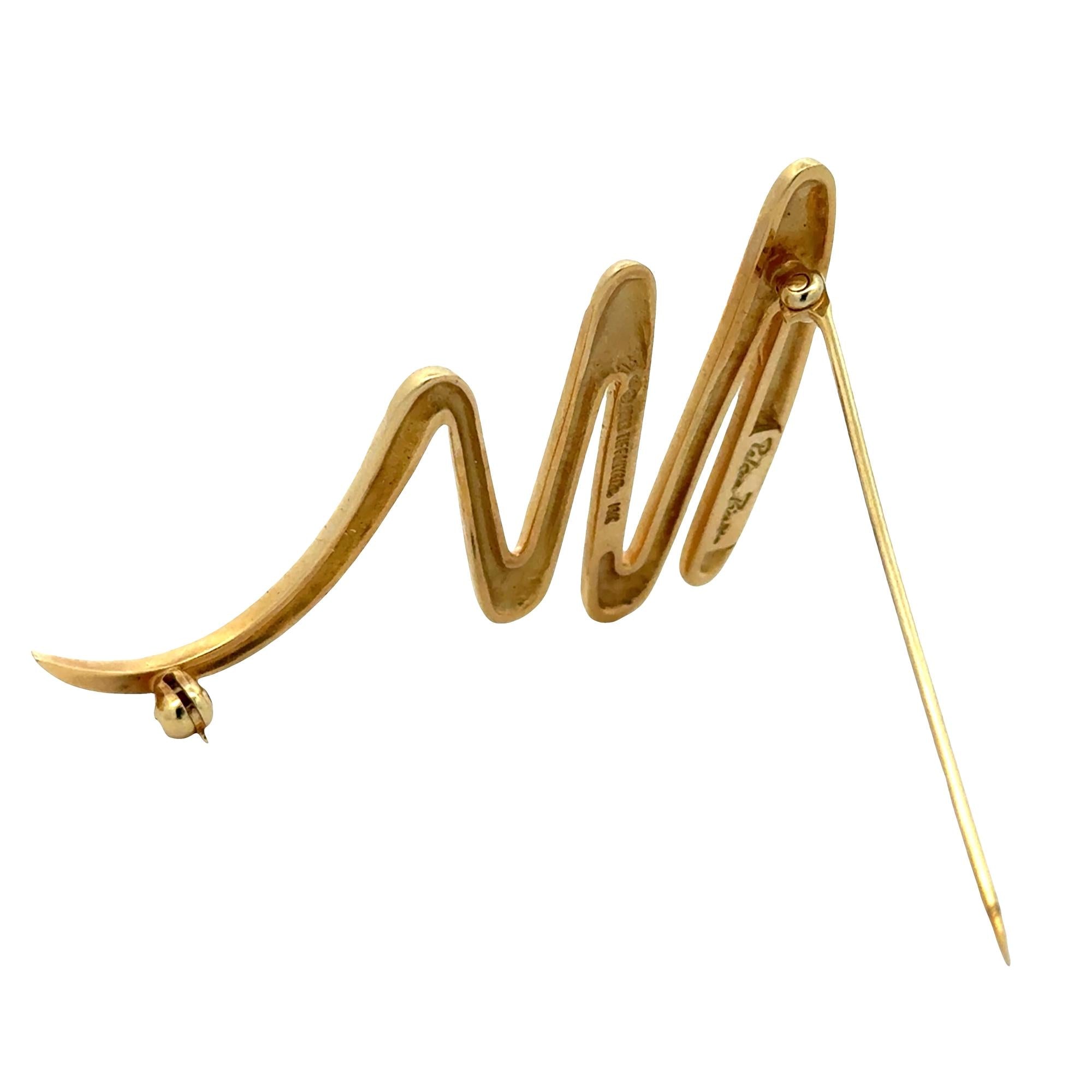 Tiffany & Company Paloma Picasso Zig Zag 18KYG Vintage Brooch Pin