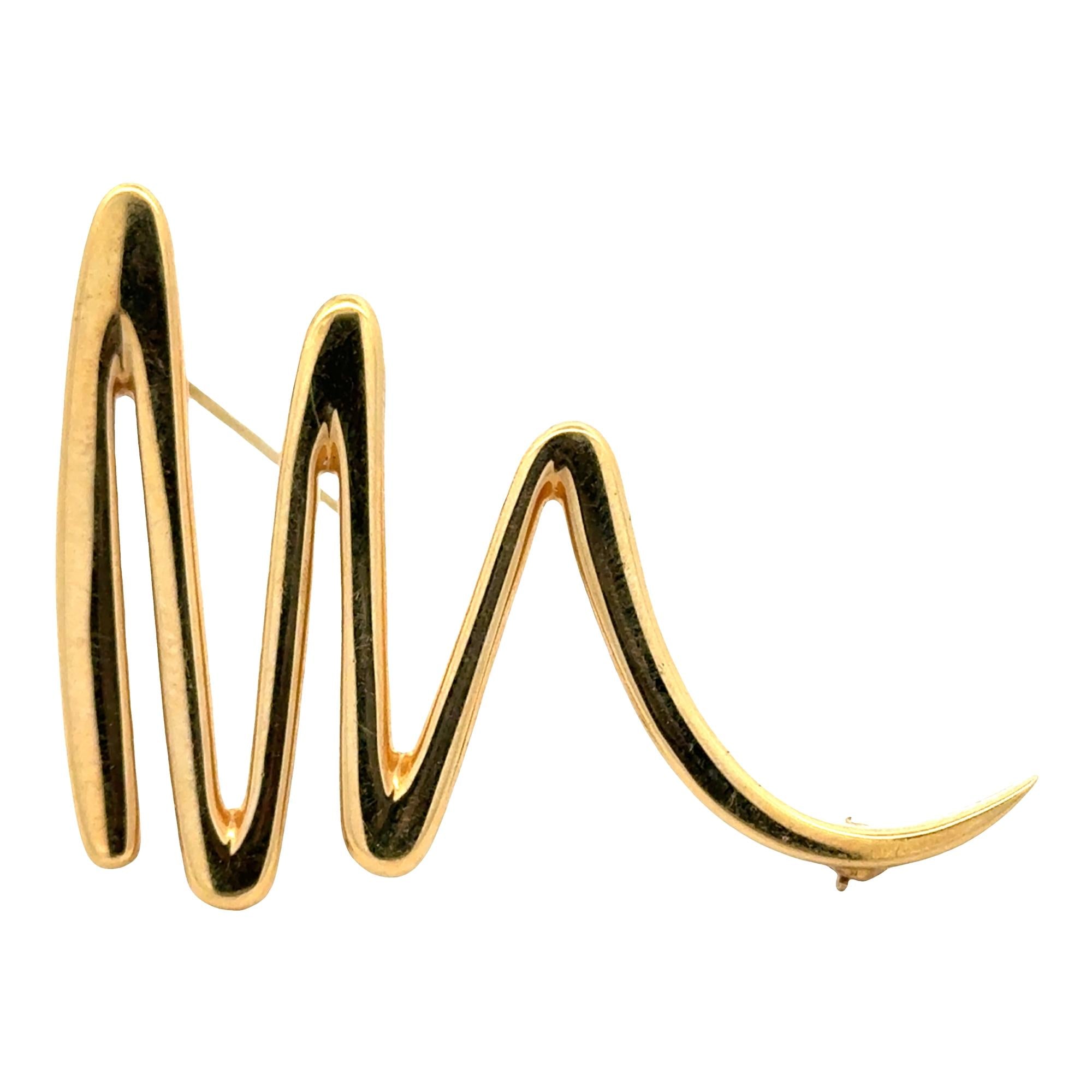 Tiffany & Company Paloma Picasso Zig Zag 18KYG Vintage Brooch Pin