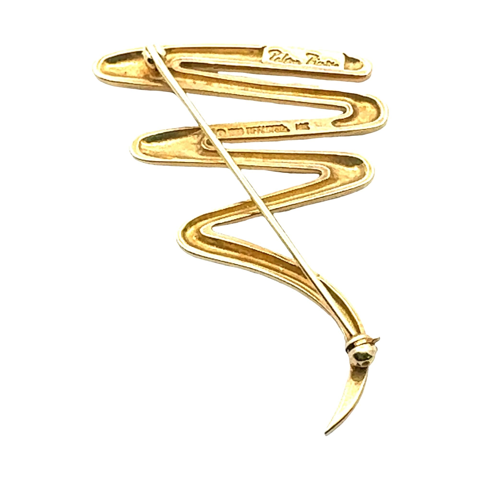 Tiffany & Company Paloma Picasso Zig Zag 18KYG Vintage Brooch Pin