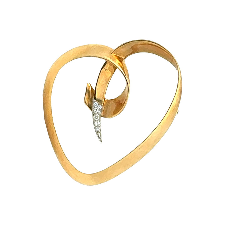 Tiffany & Company Paloma Picasso Diamond 18KYG/Plat Large Heart Brooch Vintage
