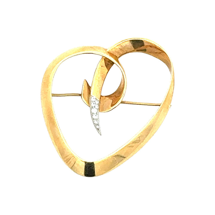 Tiffany & Company Paloma Picasso Diamond 18KYG/Plat Large Heart Brooch Vintage