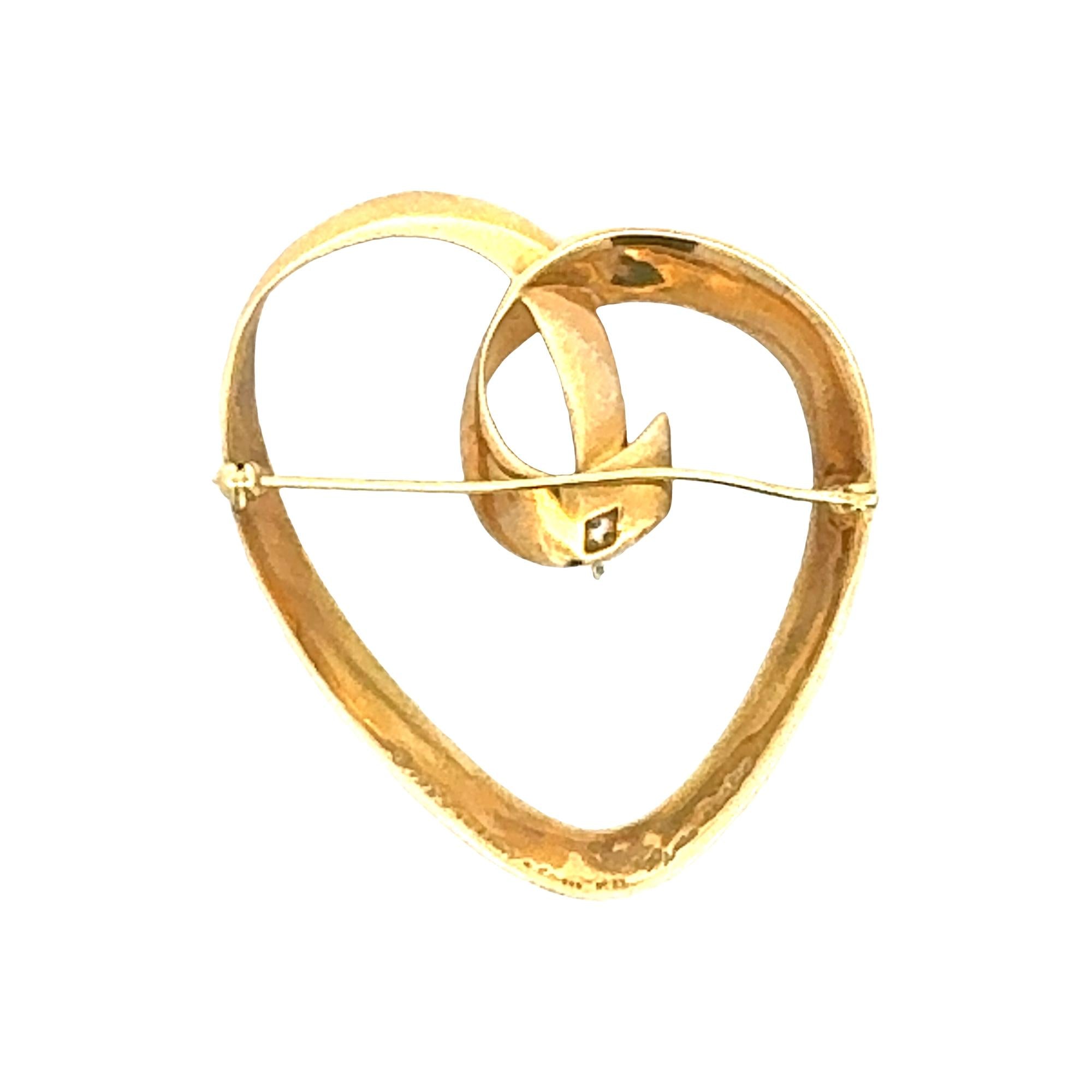 Tiffany & Company Paloma Picasso Diamond 18KYG/Plat Large Heart Brooch Vintage