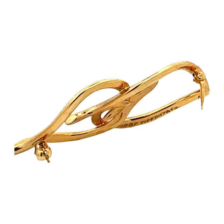 Tiffany & Company Double Leaf Heart 18 Karat Yellow Gold Vintage Brooch Pin
