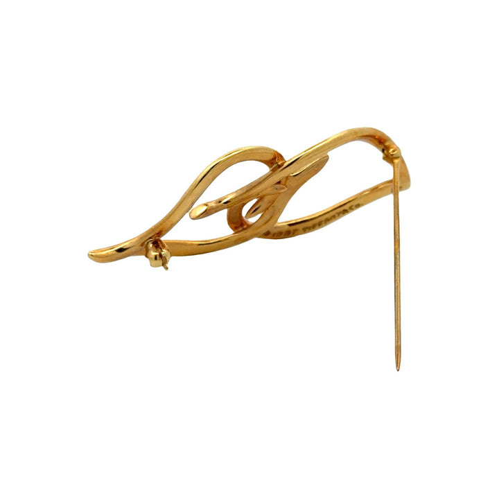 Tiffany & Company Double Leaf Heart 18 Karat Yellow Gold Vintage Brooch Pin