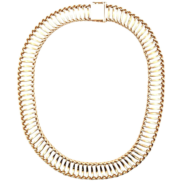 1950's Tiffany & Company 14 Karat Yellow Gold Collar Link Necklace 15 Inches