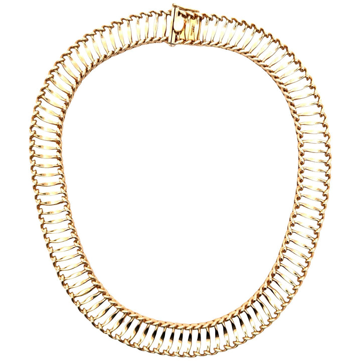 1950's Tiffany & Company 14 Karat Yellow Gold Collar Link Necklace 15 Inches