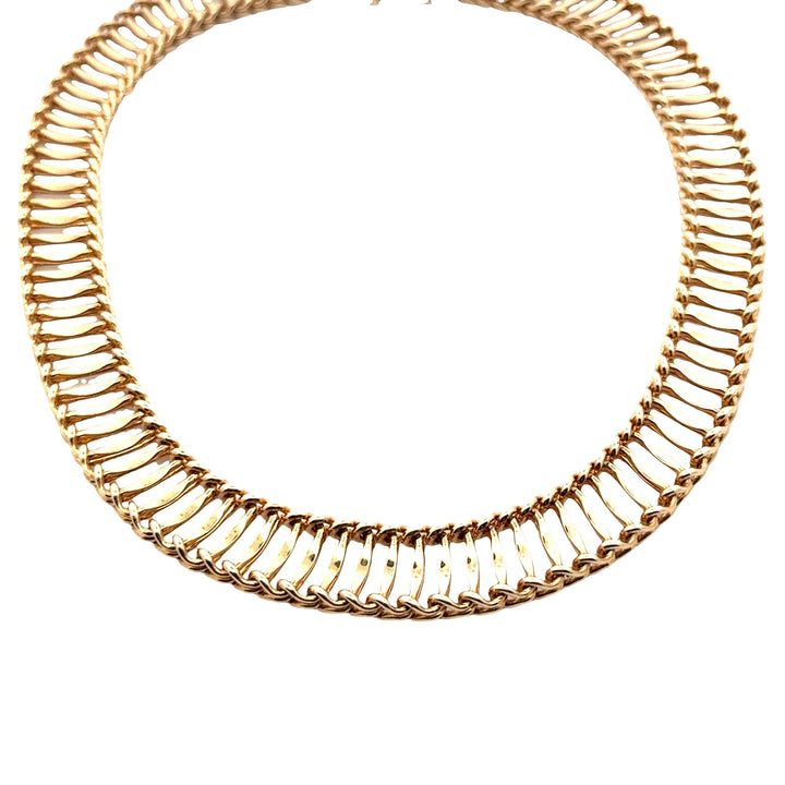 1950's Tiffany & Company 14 Karat Yellow Gold Collar Link Necklace 15 Inches