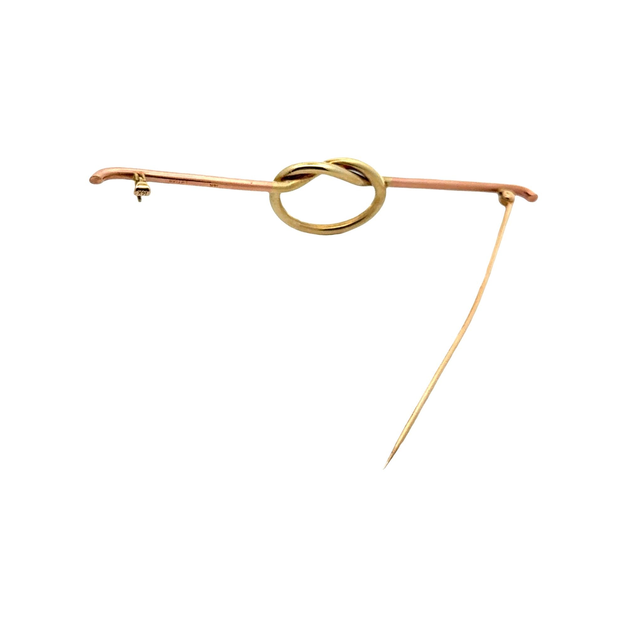 1950's Cartier 14K Yellow & Rose Gold Vintage Lover's Knot Retro Brooch Pin
