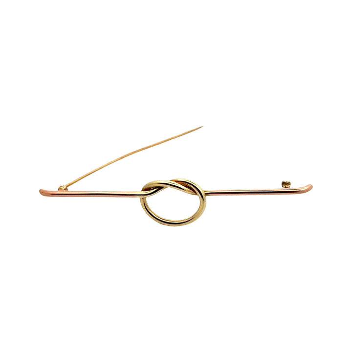 1950's Cartier 14K Yellow & Rose Gold Vintage Lover's Knot Retro Brooch Pin