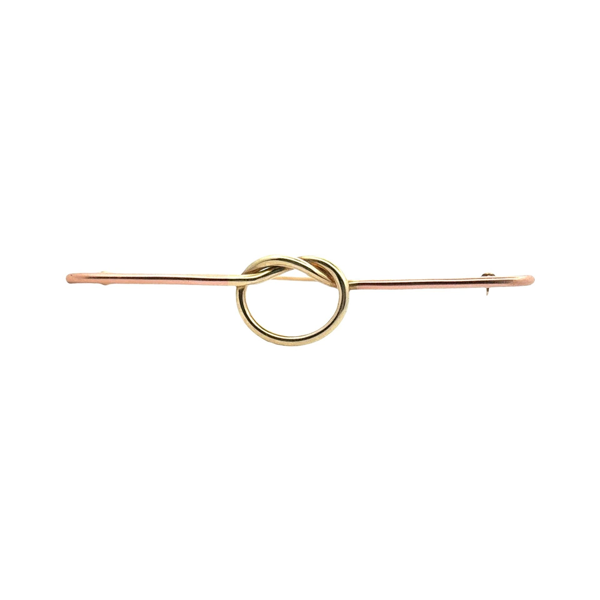 1950's Cartier 14K Yellow & Rose Gold Vintage Lover's Knot Retro Brooch Pin