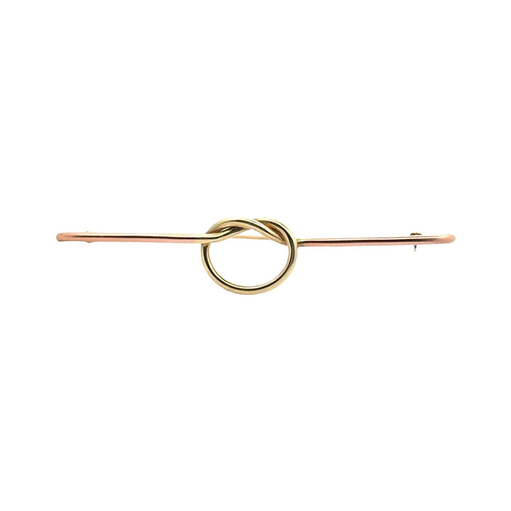 1950's Cartier 14K Yellow & Rose Gold Vintage Lover's Knot Retro Brooch Pin
