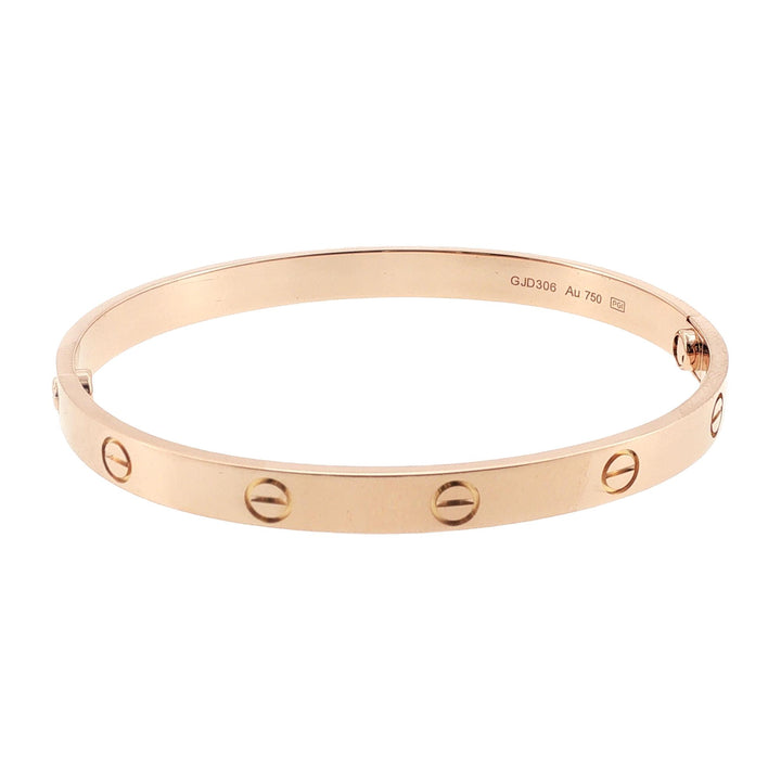 Cartier LOVE 18 Karat Rose Bangle Bracelet Size 19 B&P's