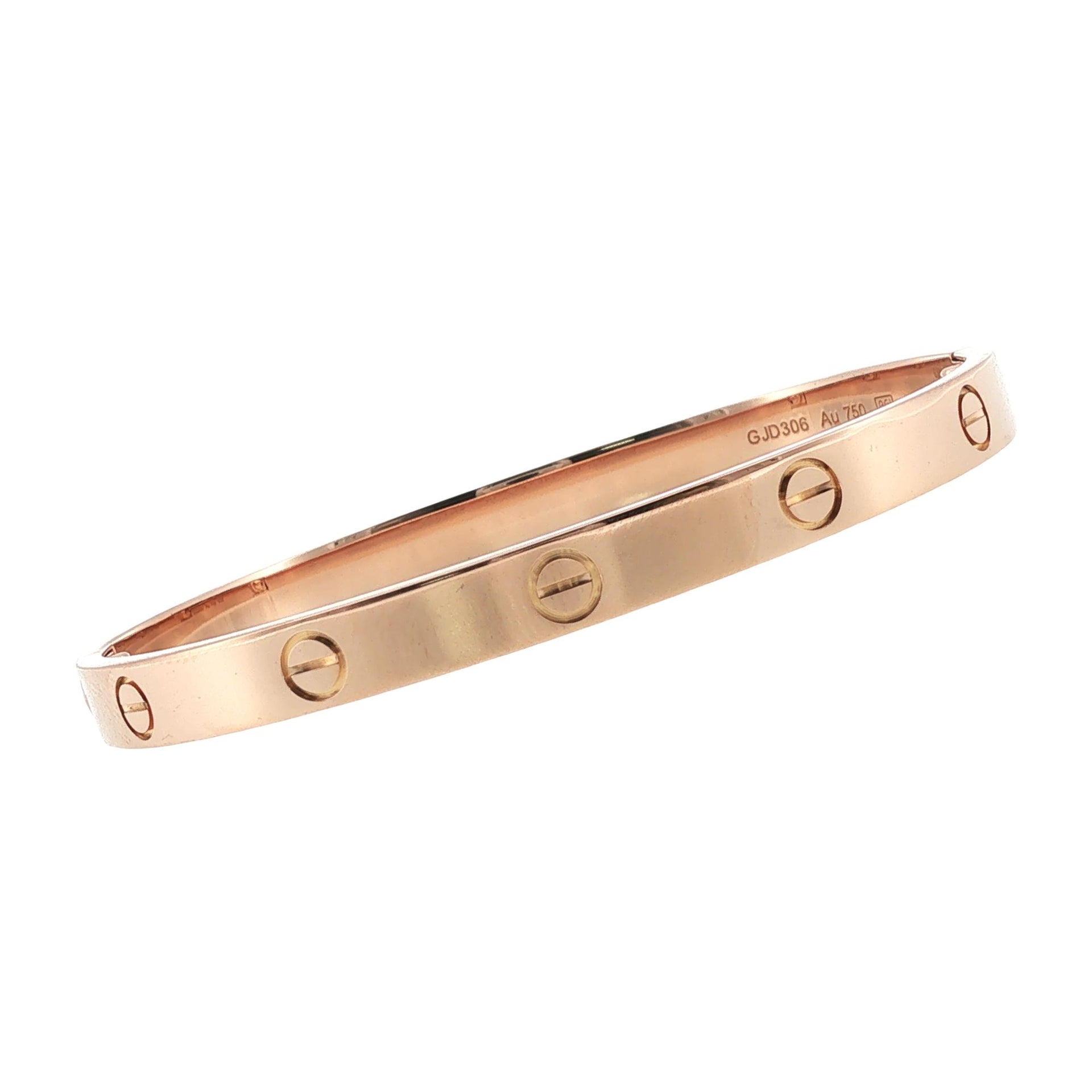 Cartier LOVE 18 Karat Rose Bangle Bracelet Size 19 B&P's