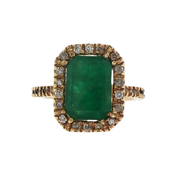 Emerald Diamond 18 Karat Yellow Gold Cocktail Ring