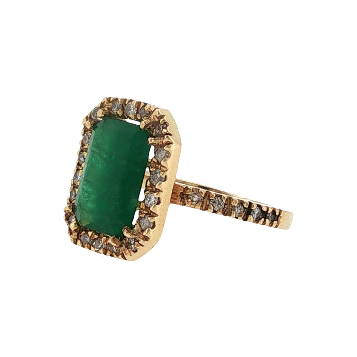 Emerald Diamond 18 Karat Yellow Gold Cocktail Ring