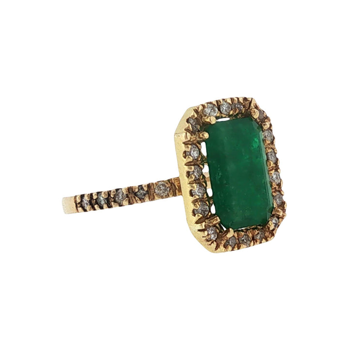 Emerald Diamond 18 Karat Yellow Gold Cocktail Ring