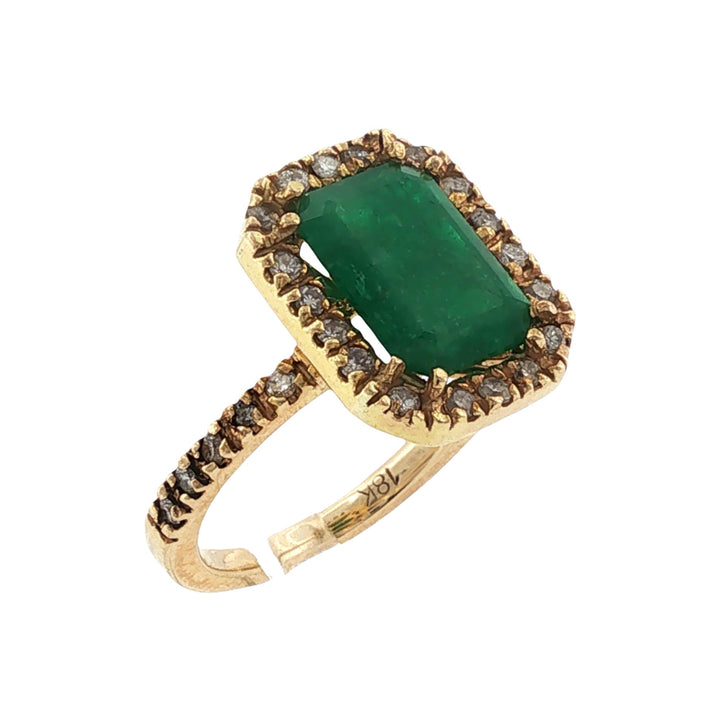 Emerald Diamond 18 Karat Yellow Gold Cocktail Ring