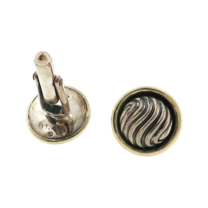 David Yurman Round 14KYG/SS Gents Vintage Cufflinks