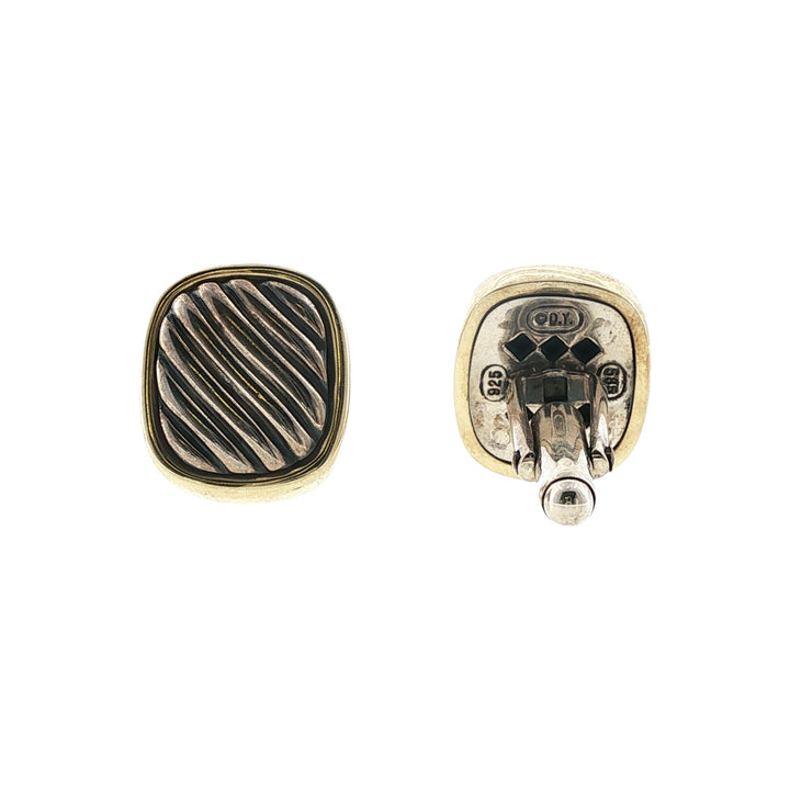 David Yurman 14 Karat Yellow Gold/SS Vintage Cable Cushion Gents Cufflinks