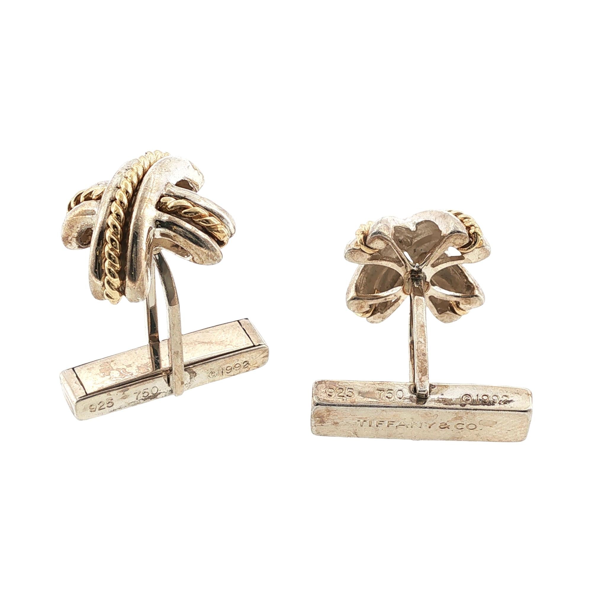 Tiffany & Company 18 Karat Yellow Gold/SS X Gents Cufflinks