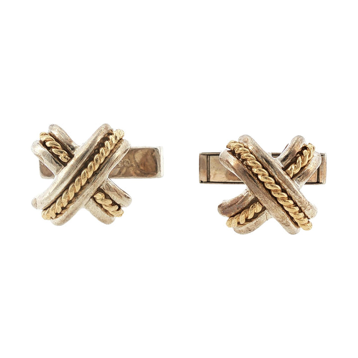 Tiffany & Company 18 Karat Yellow Gold/SS X Gents Cufflinks