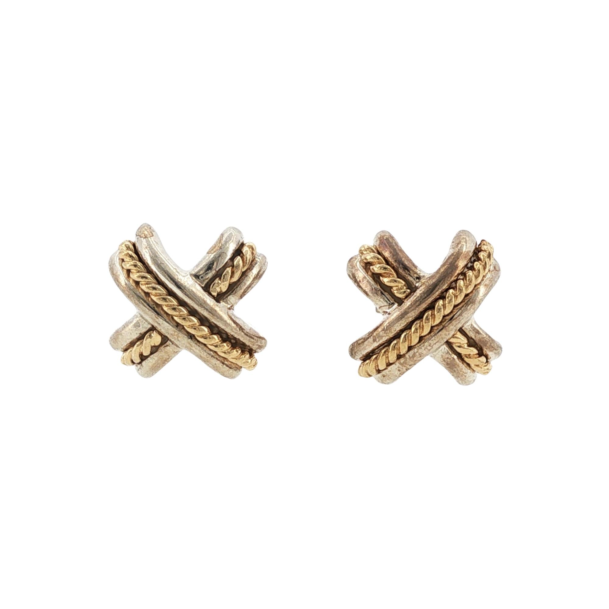 Tiffany & Company 18 Karat Yellow Gold/SS X Gents Cufflinks