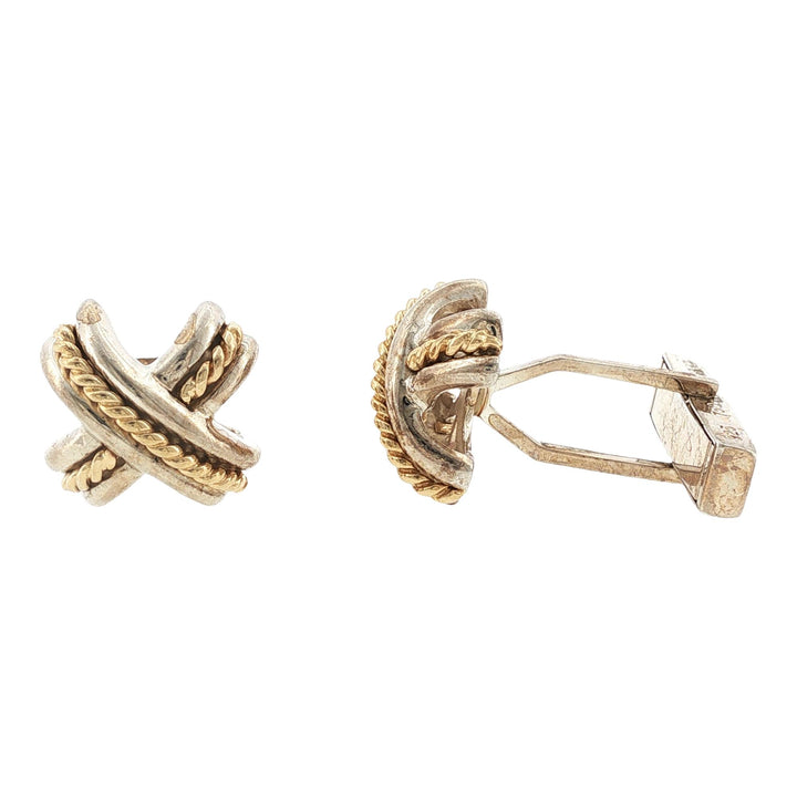 Tiffany & Company 18 Karat Yellow Gold/SS X Gents Cufflinks