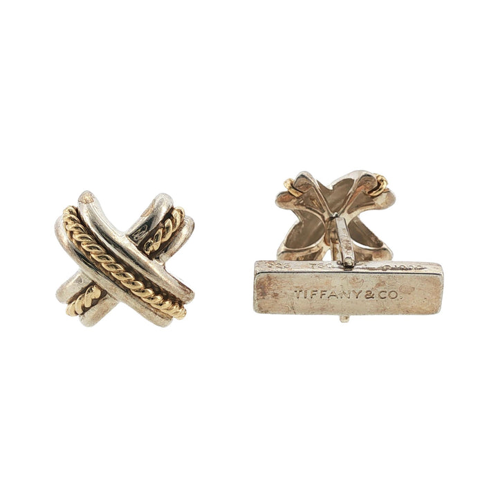 Tiffany & Company 18 Karat Yellow Gold/SS X Gents Cufflinks