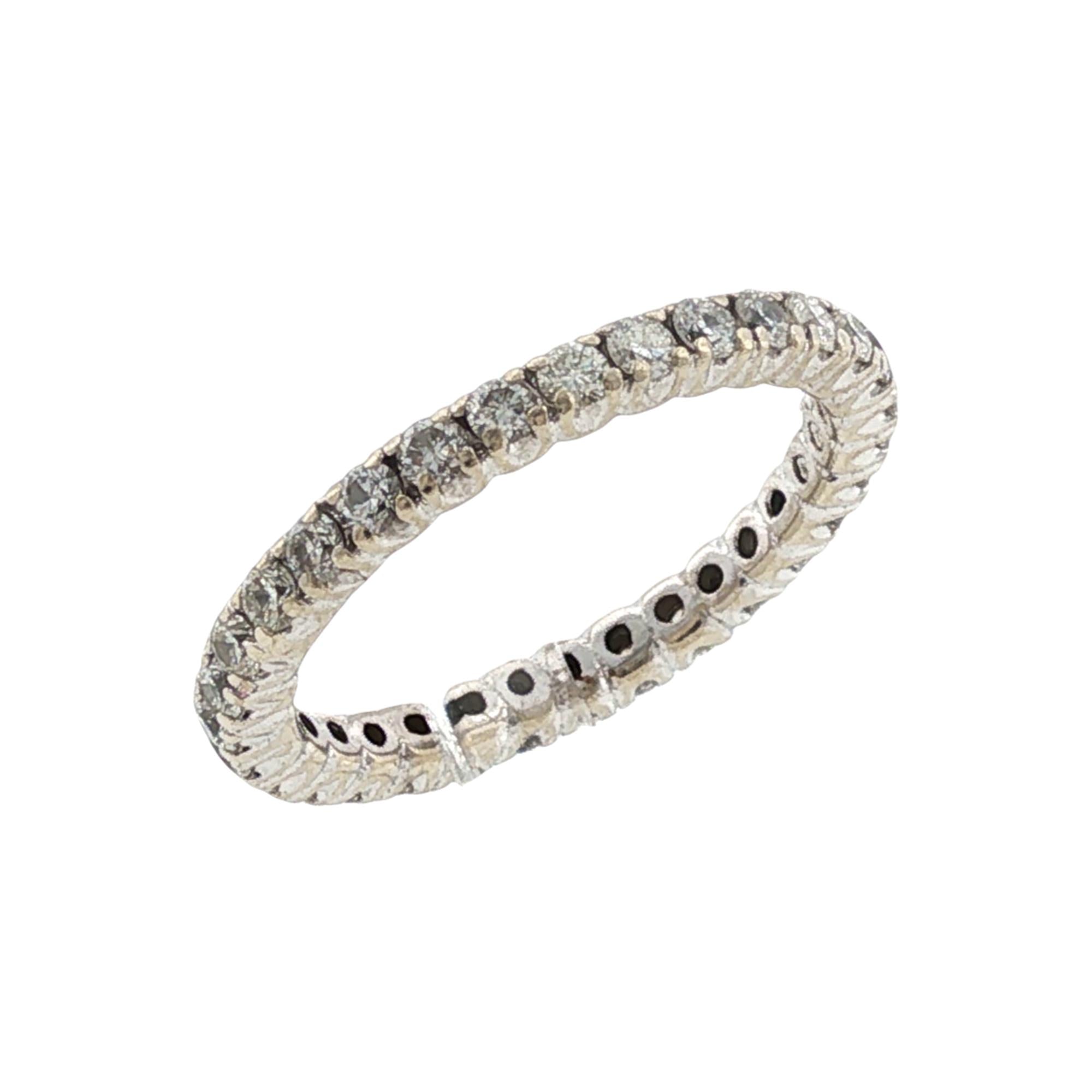 Diamond Eternity Wedding Anniversary Band Ring 14 Karat White Gold Size 4.5