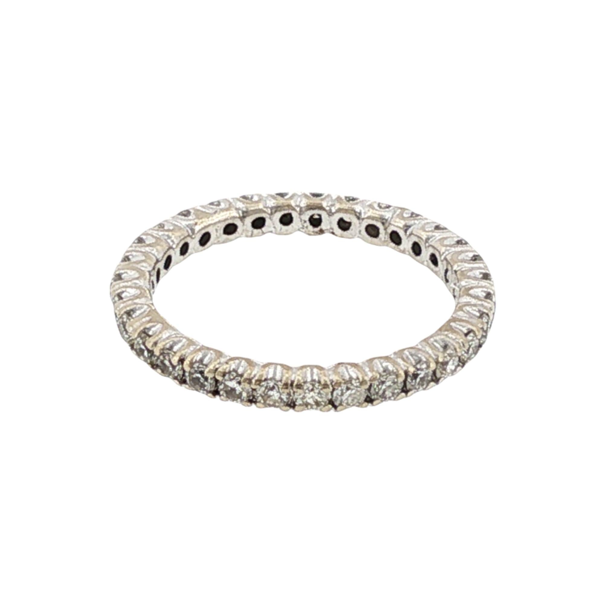 Diamond Eternity Wedding Anniversary Band Ring 14 Karat White Gold Size 4.5