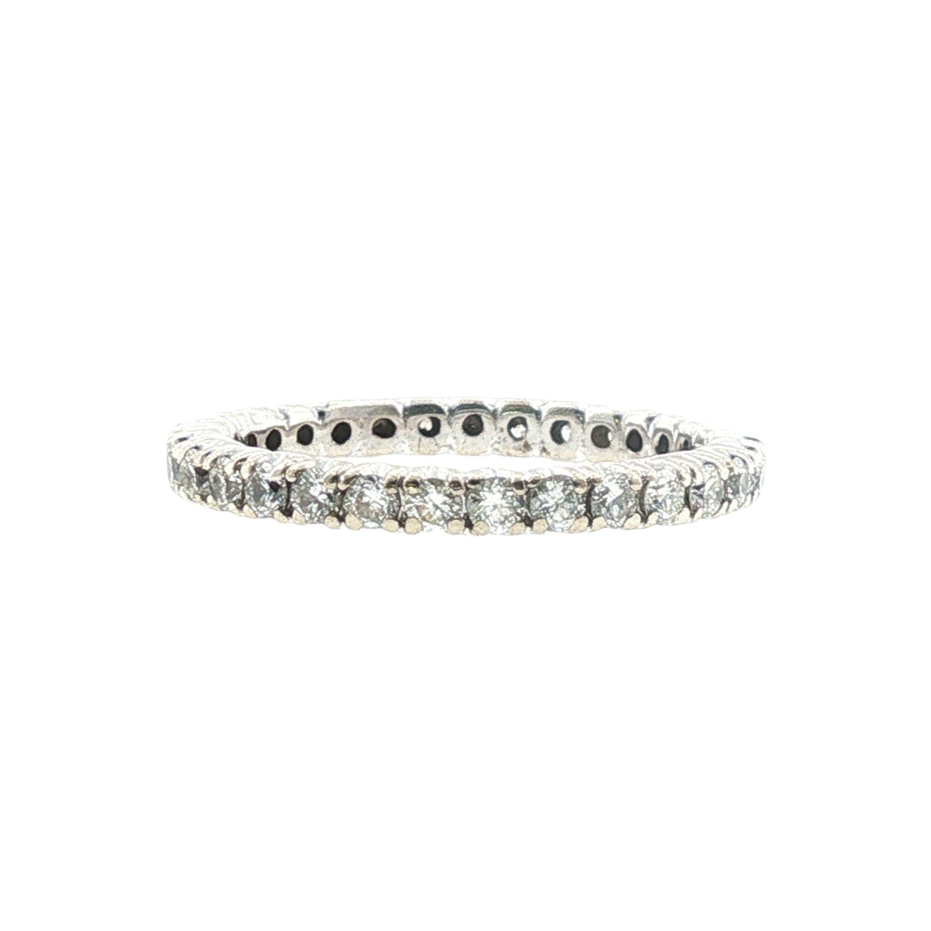 Diamond Eternity Wedding Anniversary Band Ring 14 Karat White Gold Size 4.5