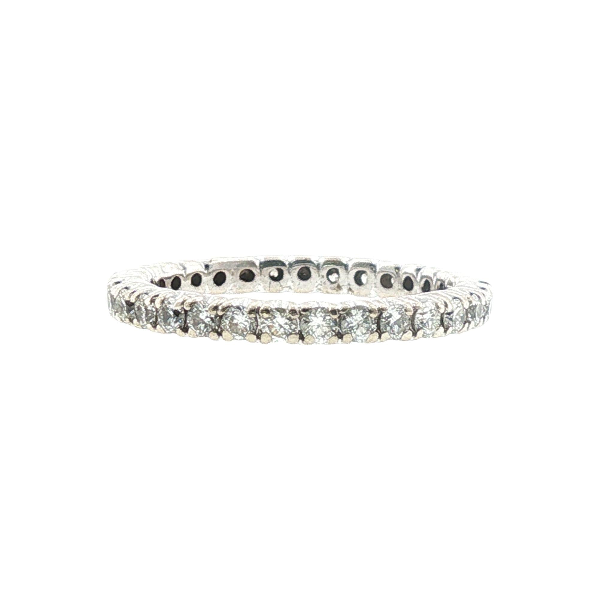 Diamond Eternity Wedding Anniversary Band Ring 14 Karat White Gold Size 4.5