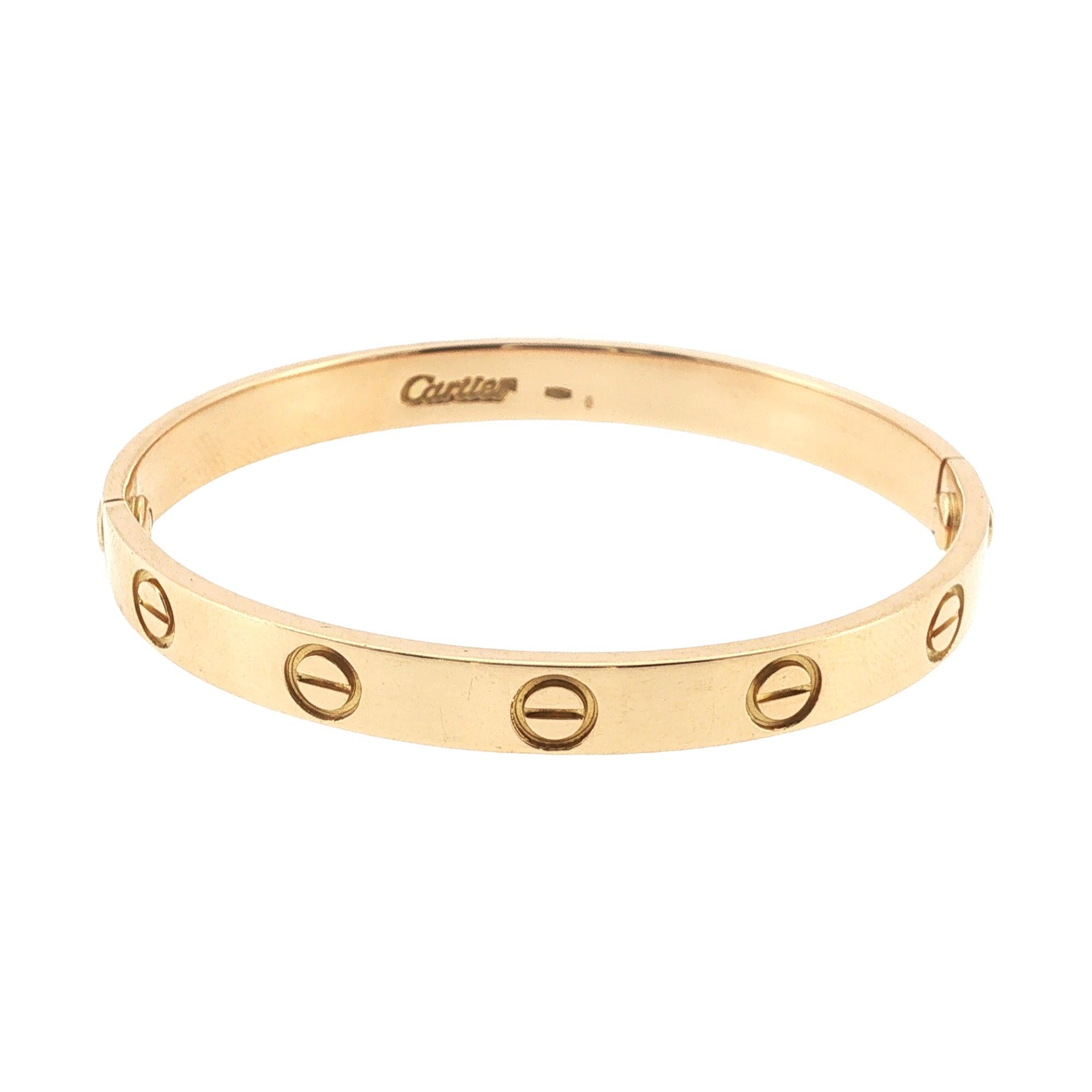 Cartier Classic LOVE Bracelet 18 Karat Yellow Gold Size 16