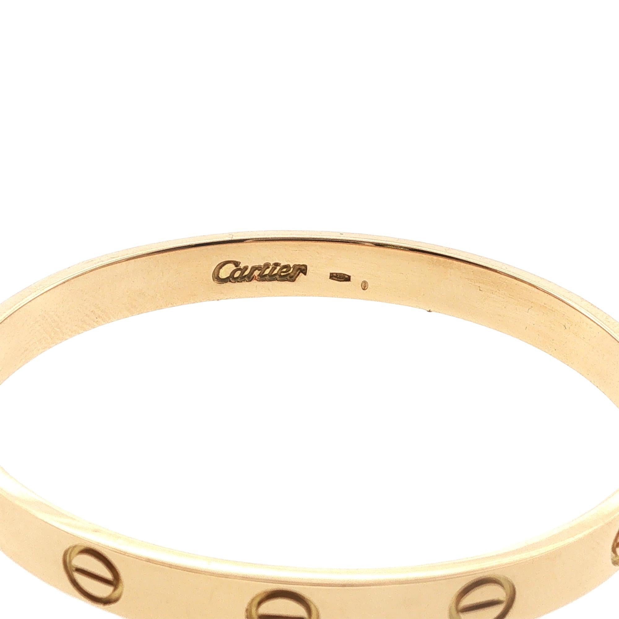 Cartier Classic LOVE Bracelet 18 Karat Yellow Gold Size 16
