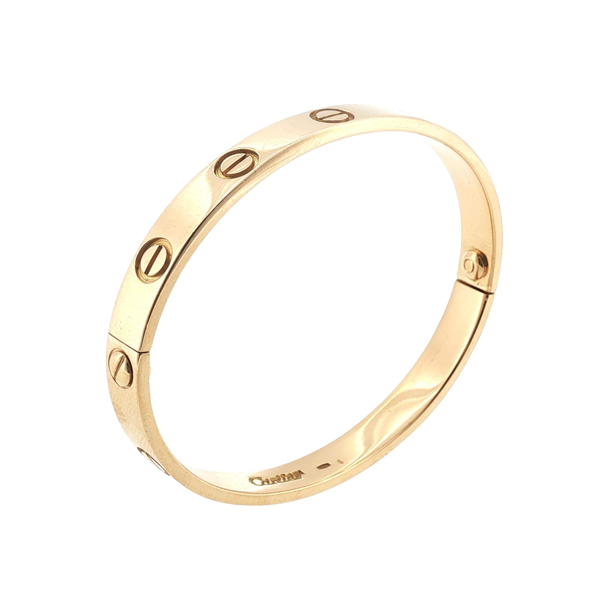 Cartier Classic LOVE Bracelet 18 Karat Yellow Gold Size 16
